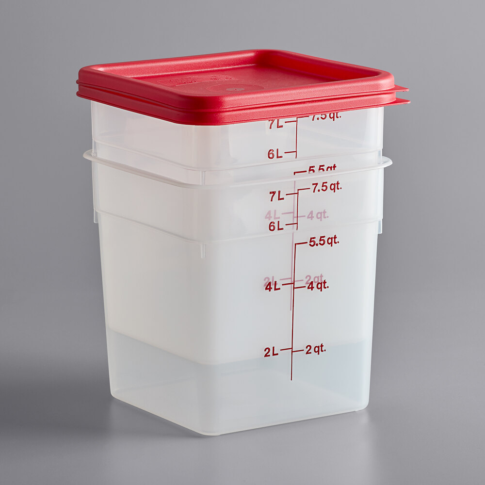 Cambro 8SFSPPSW2190 CamSquares 8 Qt. Translucent Square Food Storage ...