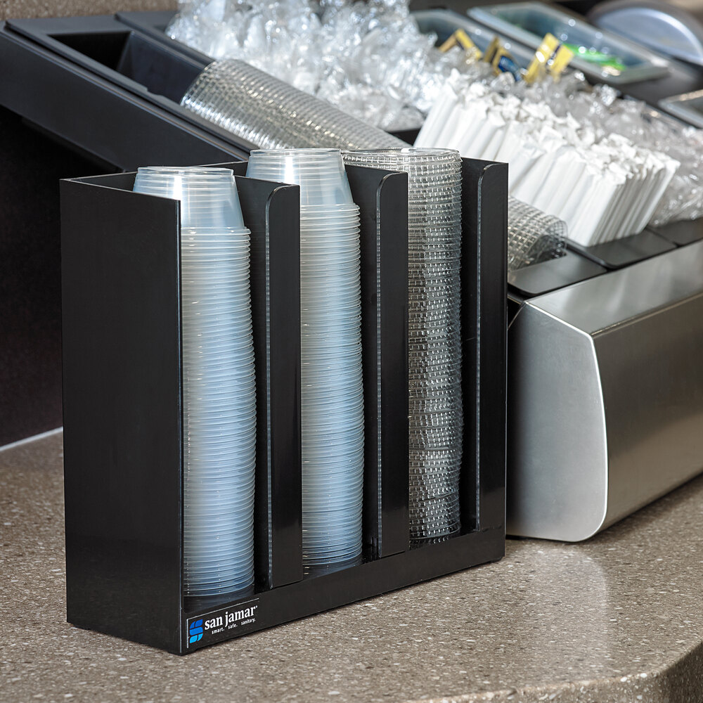 San Jamar PCL3ADJ Black Adjustable 3Section Countertop Portion Cup and