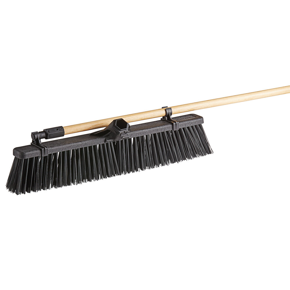 Rubbermaid 2040050 24" Plastic Push Broom with Unflagged Heavy Duty Polypropylene Bristles and