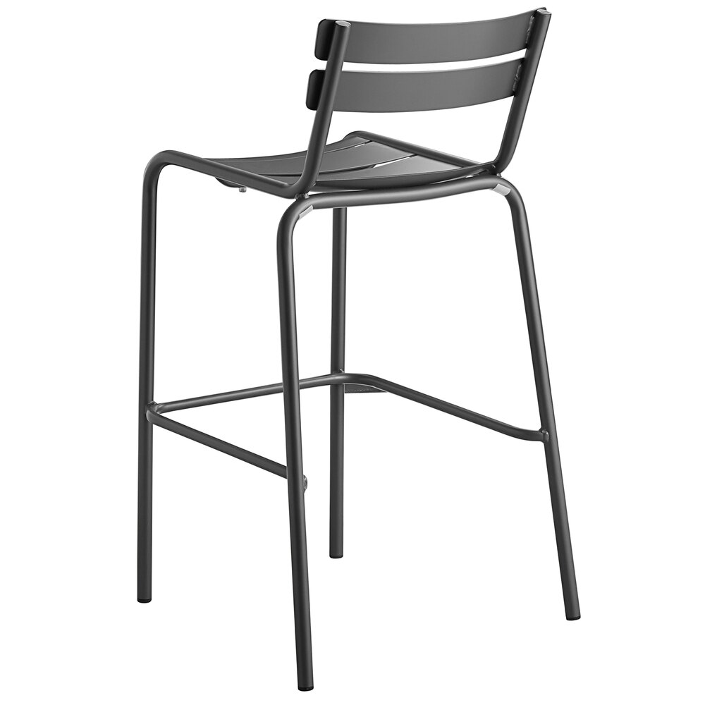 Lancaster Table & Seating Matte Gray Powder Coated Aluminum Outdoor Barstool