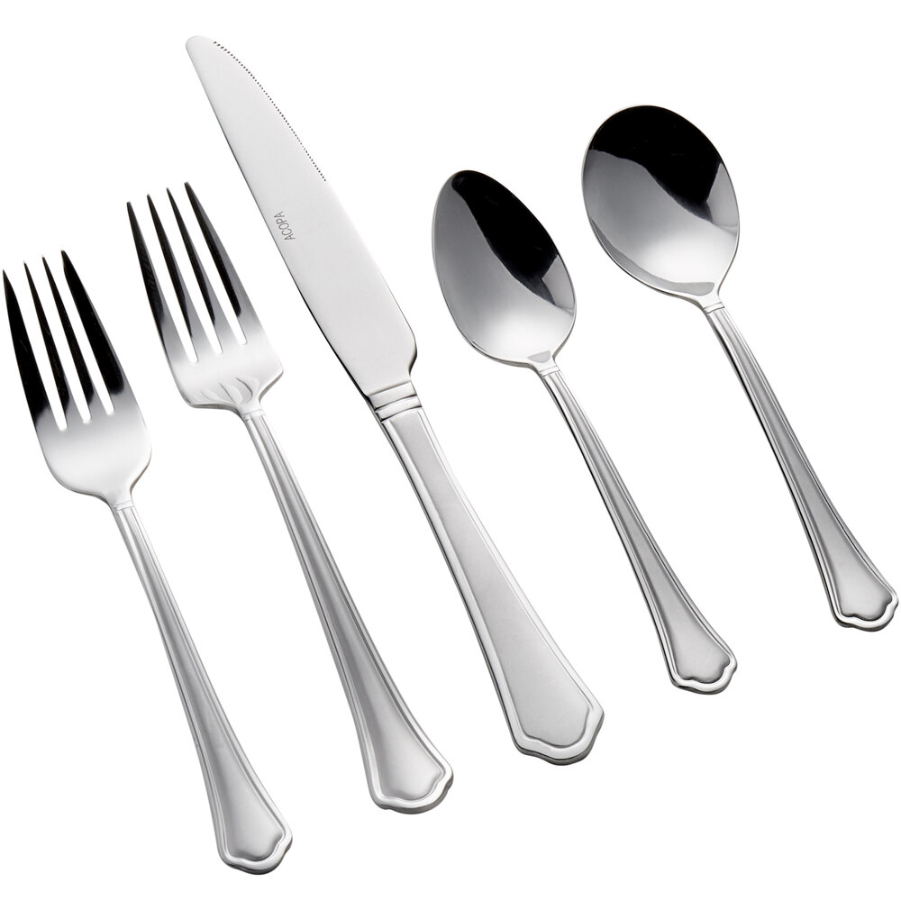 Acopa Sienna 18/0 Stainless Steel Heavy Weight Flatware Set with ...