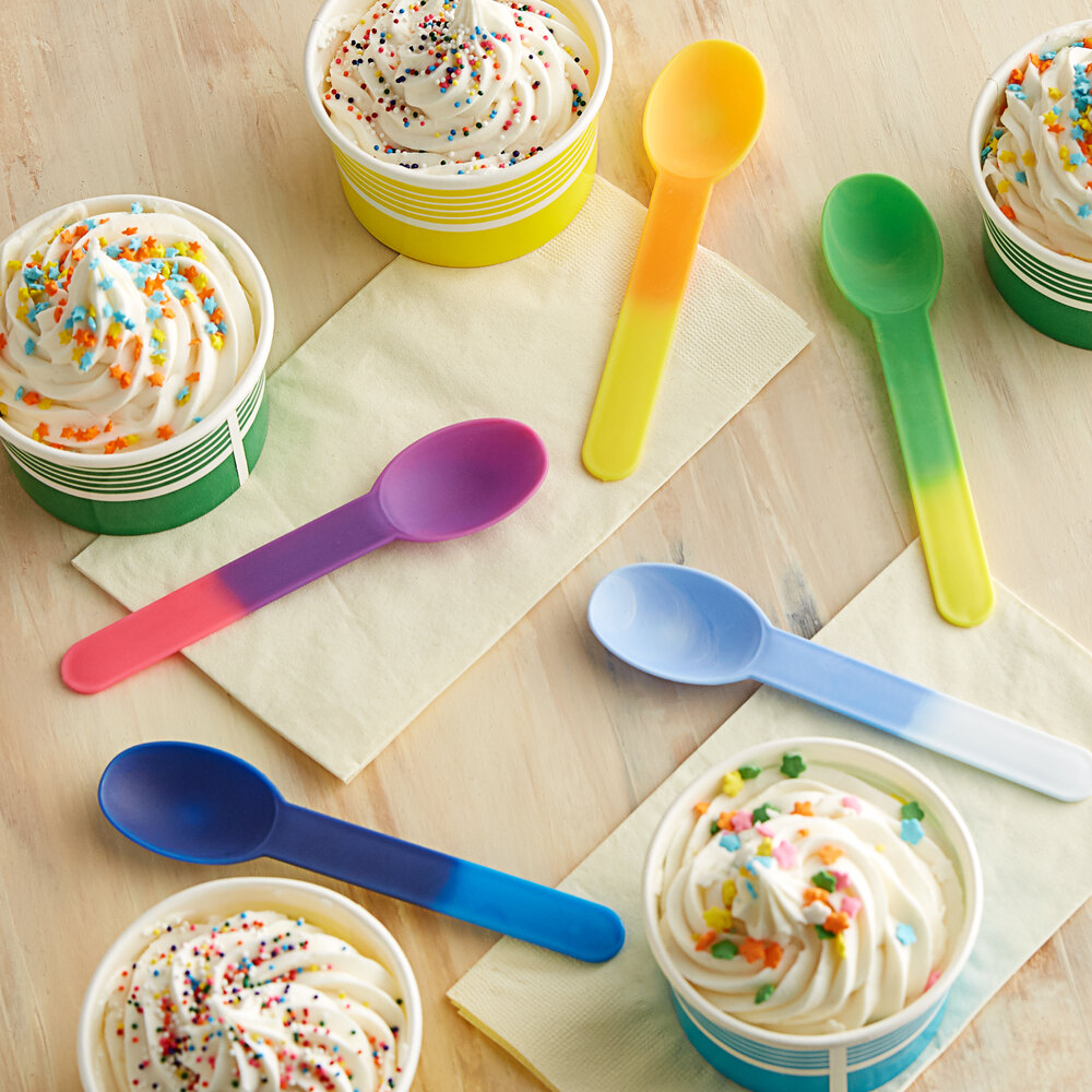 Assorted ColorChanging Heavy Weight Frozen Yogurt Spoon 100/Pack