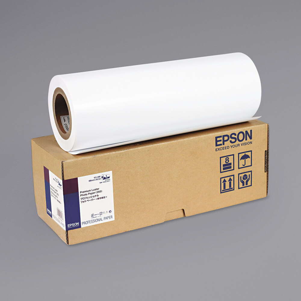 Epson S042079 100' x 16" Luster White 10 Mil Premium Photo Paper Roll