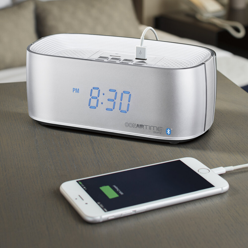 Conair Hospitality WCL75S Silver Bluetooth Digital Alarm Clock with