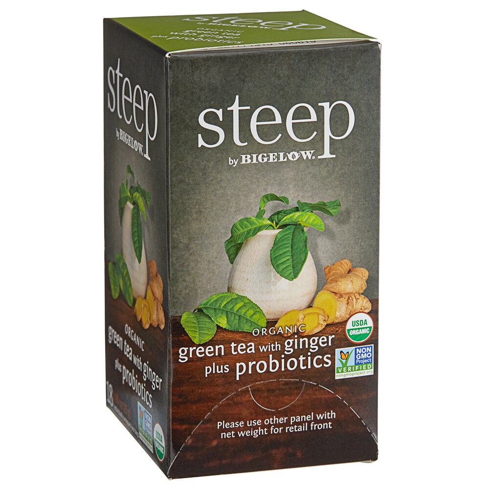 Steep By Bigelow Organic Green Tea with Ginger and Probiotics Tea Bags
