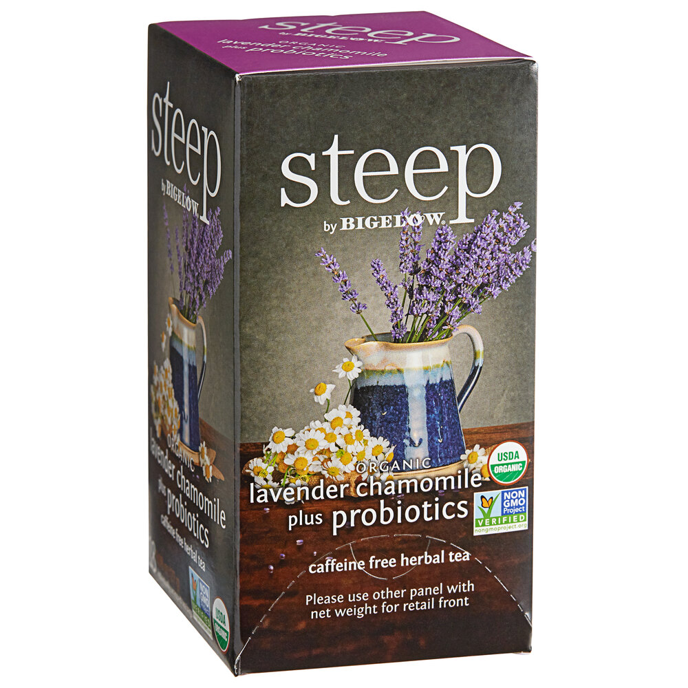 Steep By Bigelow Organic Lavender Chamomile Herbal Tea with Probiotics