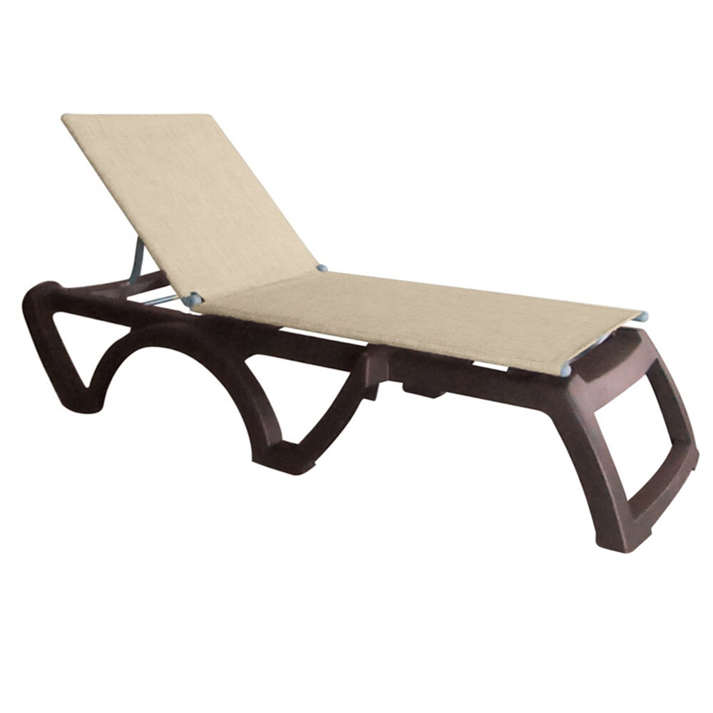 Grosfillex US115037 Jamaica Beach Bronze Adjustable Chaise Lounge with