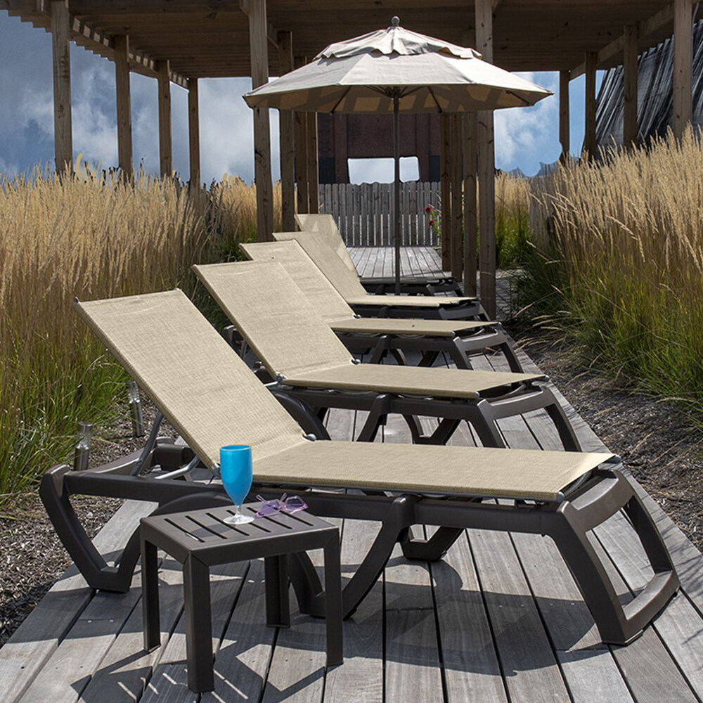 Grosfillex US115037 Jamaica Beach Bronze Adjustable Chaise Lounge with