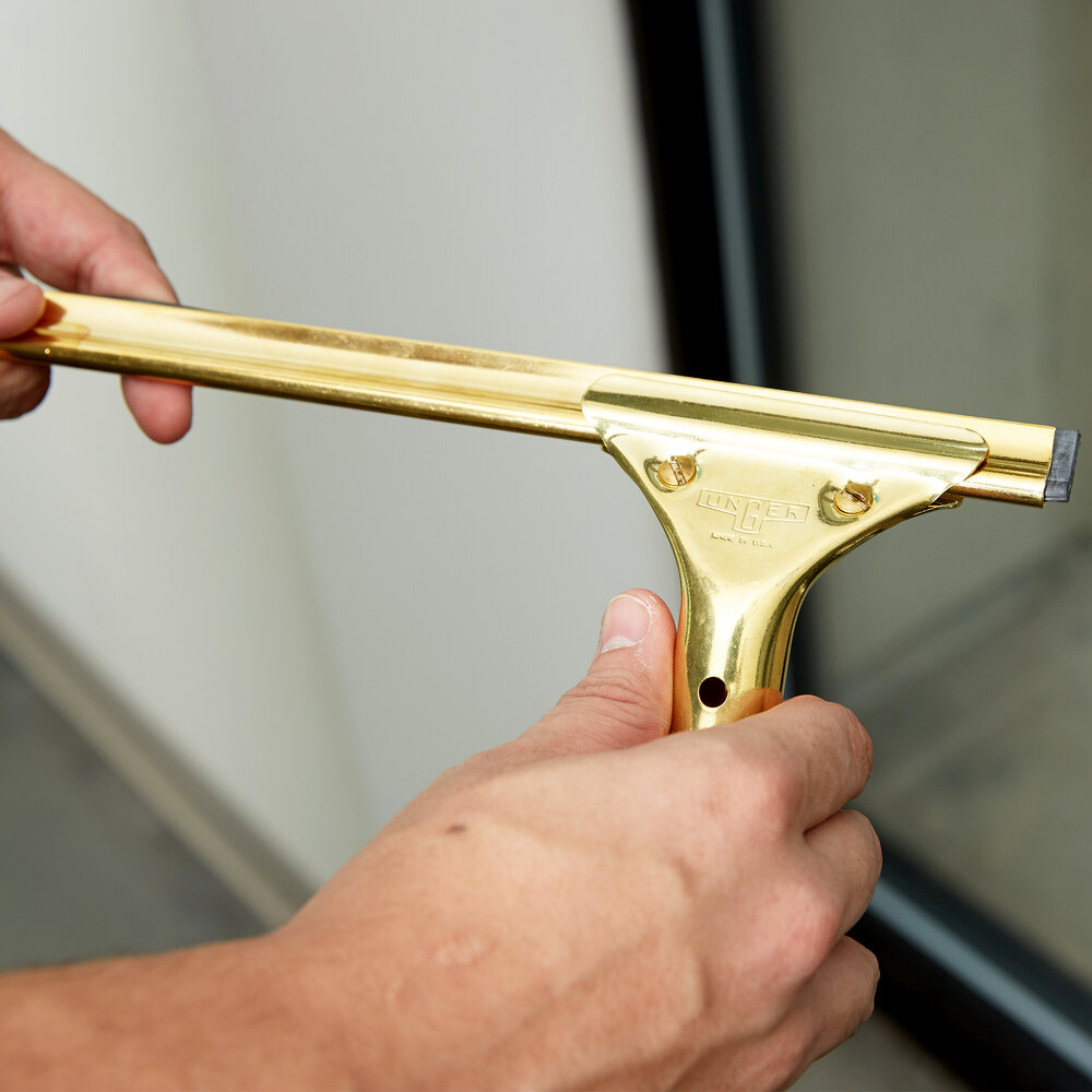 Unger GS300 GoldenClip Complete Brass 12" Window Squeegee