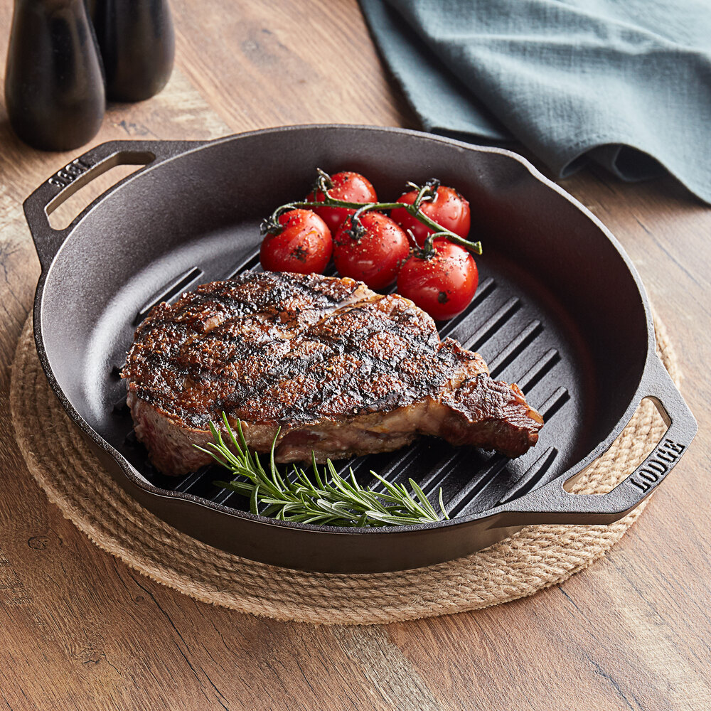 Lodge L10GPL 12" PreSeasoned Cast Iron Grill Pan with Dual Handles