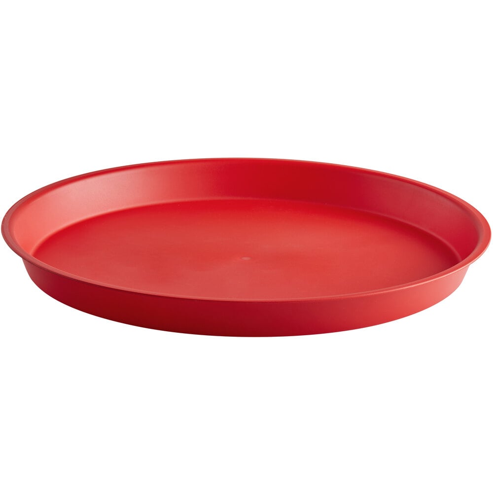 HS Inc. HS1075RC 13" Red Round Crawfish / Oyster Plastic Serving Tray