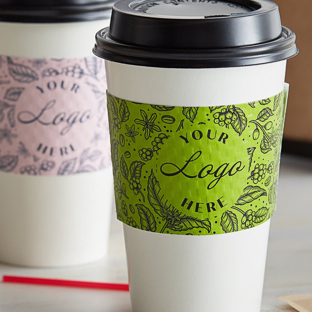 12 24 Oz White Customizable Embossed Coffee Cup Sleeve With Flexo   2067677 