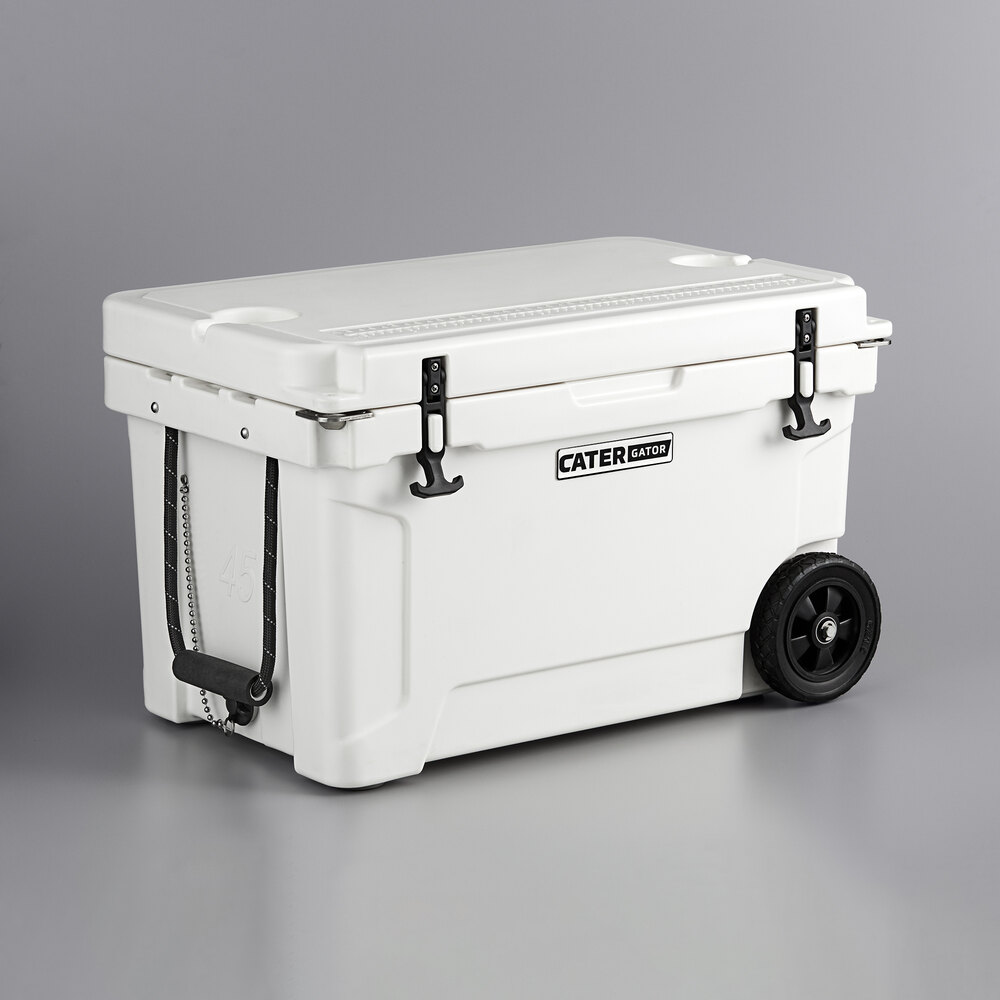 CaterGator CG45WHW White 45 Qt. Mobile Rotomolded Extreme Outdoor Cooler / Ice Chest
