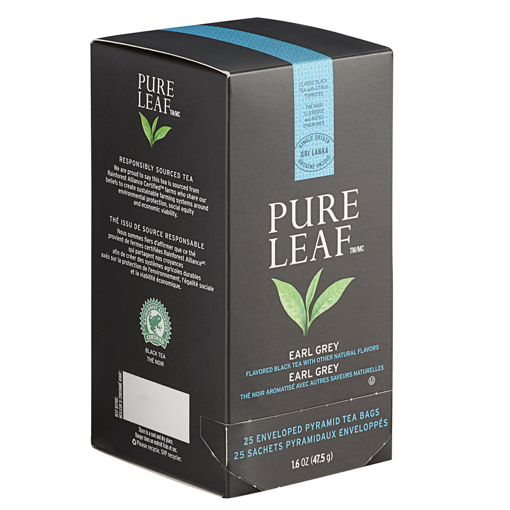 Pure Leaf Organic Earl Grey Pyramid Tea Sachets 25box 0136