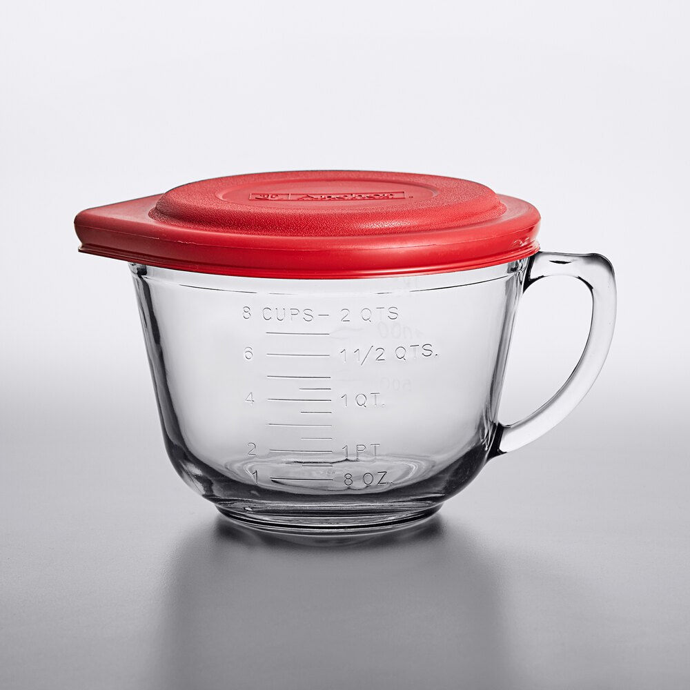 Anchor Hocking 91557ahg17 2 Qt 8 Cups Glass Measuring Cup Batter Bowl With Red Lid 8978