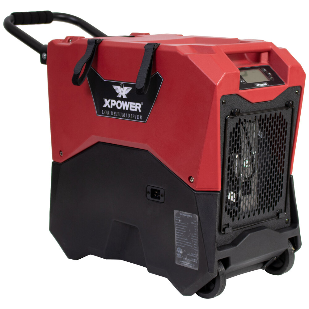 XPOWER XD85LH LGR Red 145 Pint Commercial Dehumidifier with Automatic Purge Pump, Drainage Hose