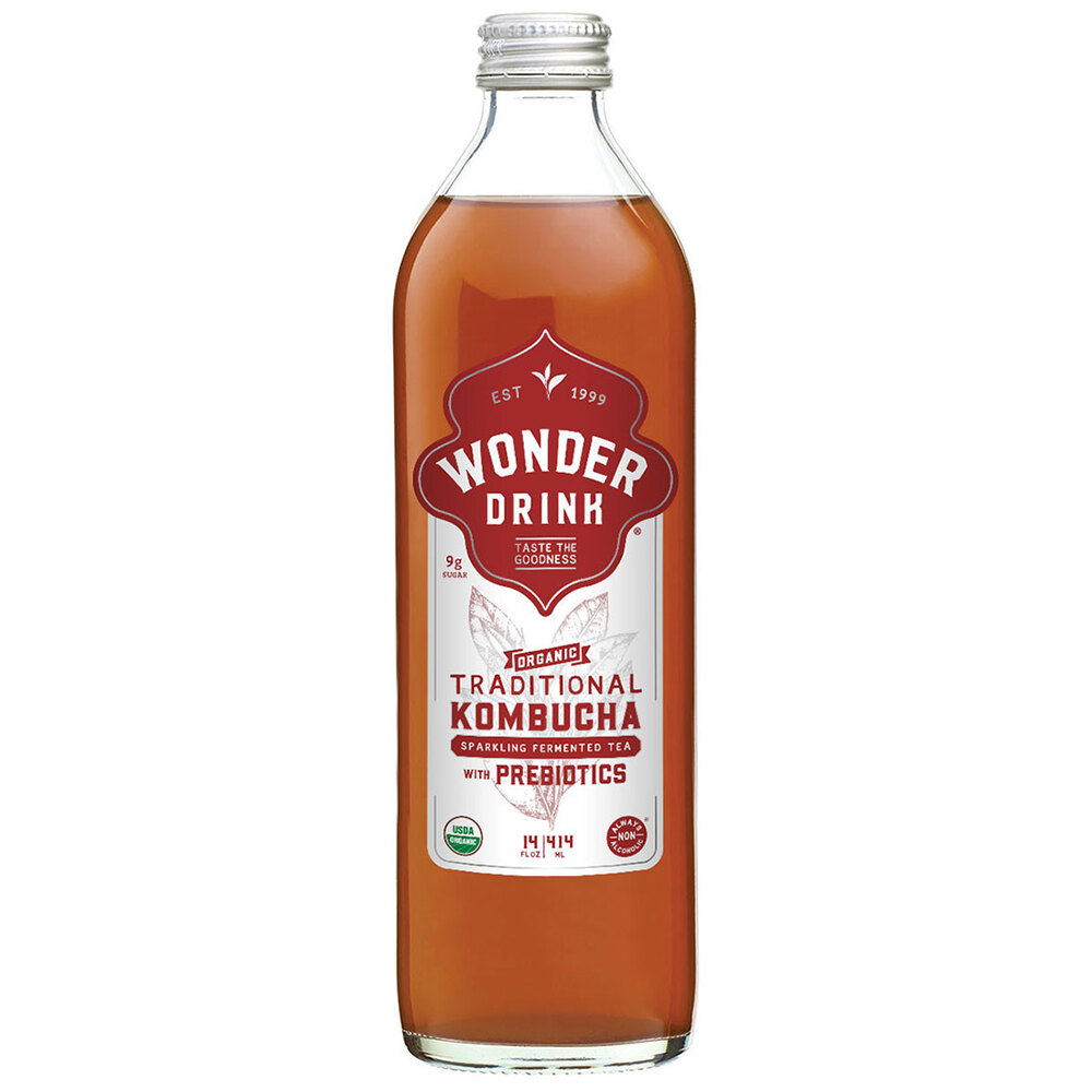 Wonder Drink 14 fl. oz. Organic Traditional Prebiotic Kombucha Bottle