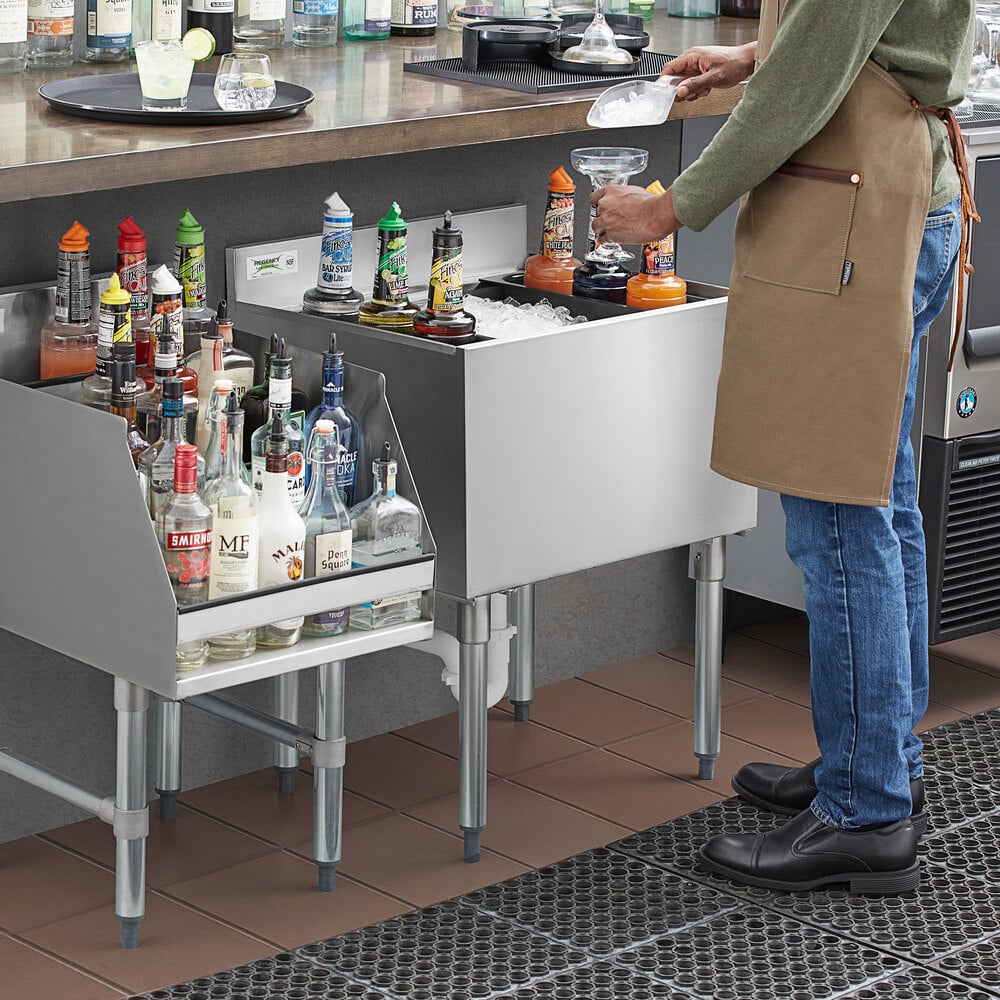 Regency 21" x 24" Stainless Steel Underbar Ice Bin with Bottle Holders