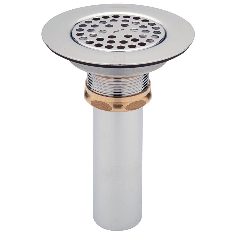 Zurn Z8739PC 3" Sink Drain with Flat Top Strainer, Brass Locknut, and