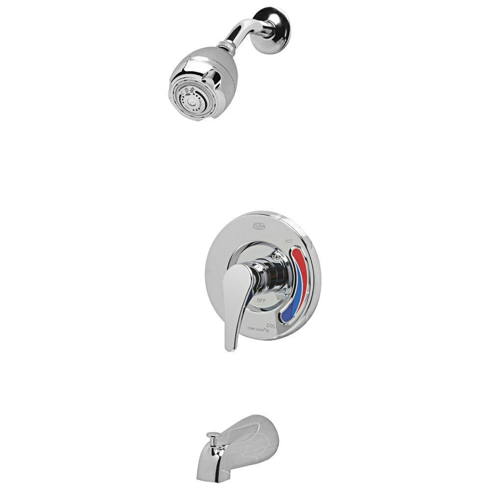 Zurn Z7302-SS-MT Temp-Gard Chrome Plated Shower Head, Tub Spout, and ...