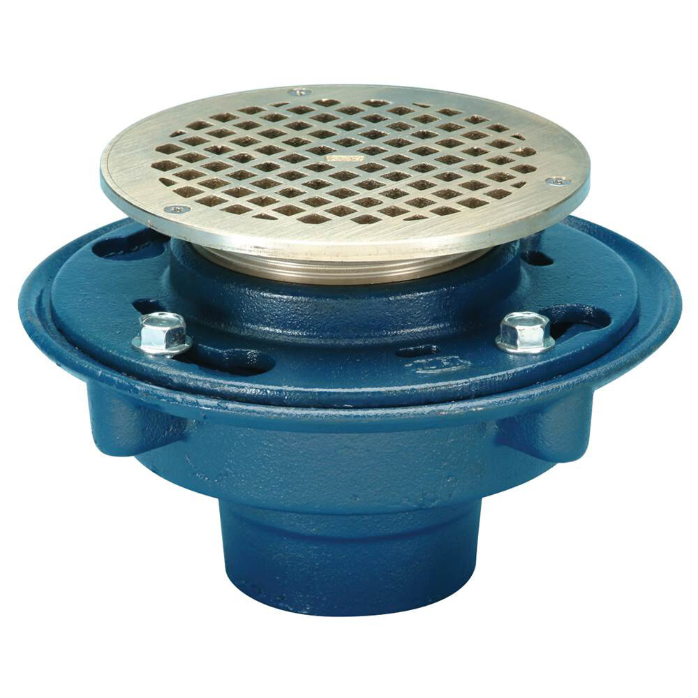 Zurn ZN415-4NH-5B-P Cast Iron Floor Drain With 5" Round Type B Polished ...