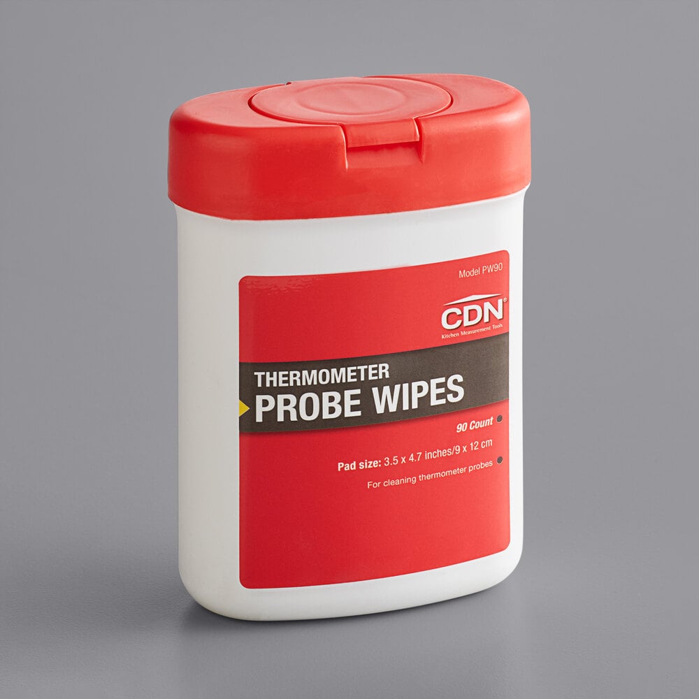 CDN PW90 AntiBacterial Thermometer Probe Wipes 90/Pack