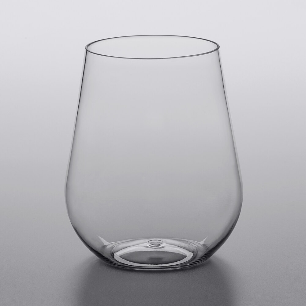 Visions 14 oz. Clear Plastic Stemless Wine Glass 16/Pack
