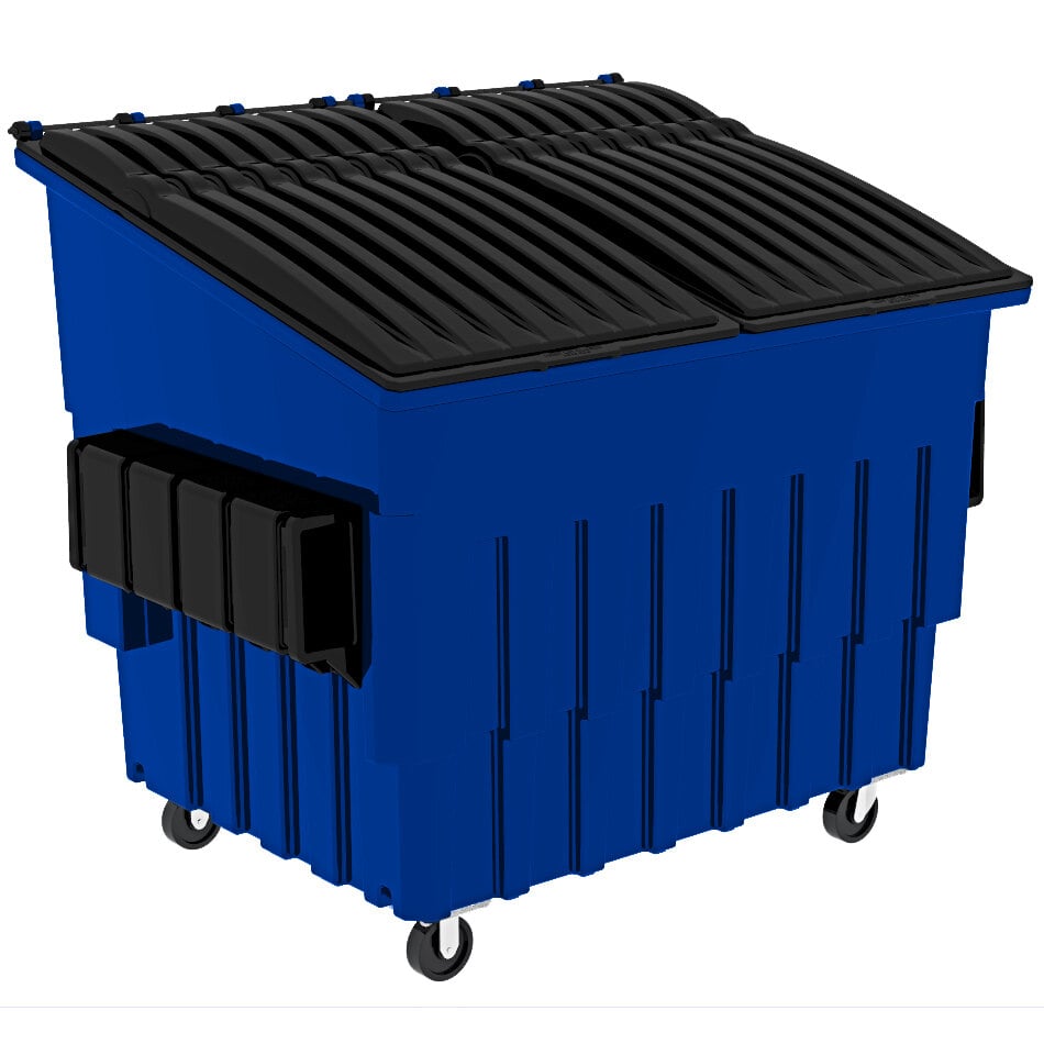 Toter FL04060448 4 Cubic Yard Blue Front End Loading Mobile Trash Container / Dumpster (2000 lb