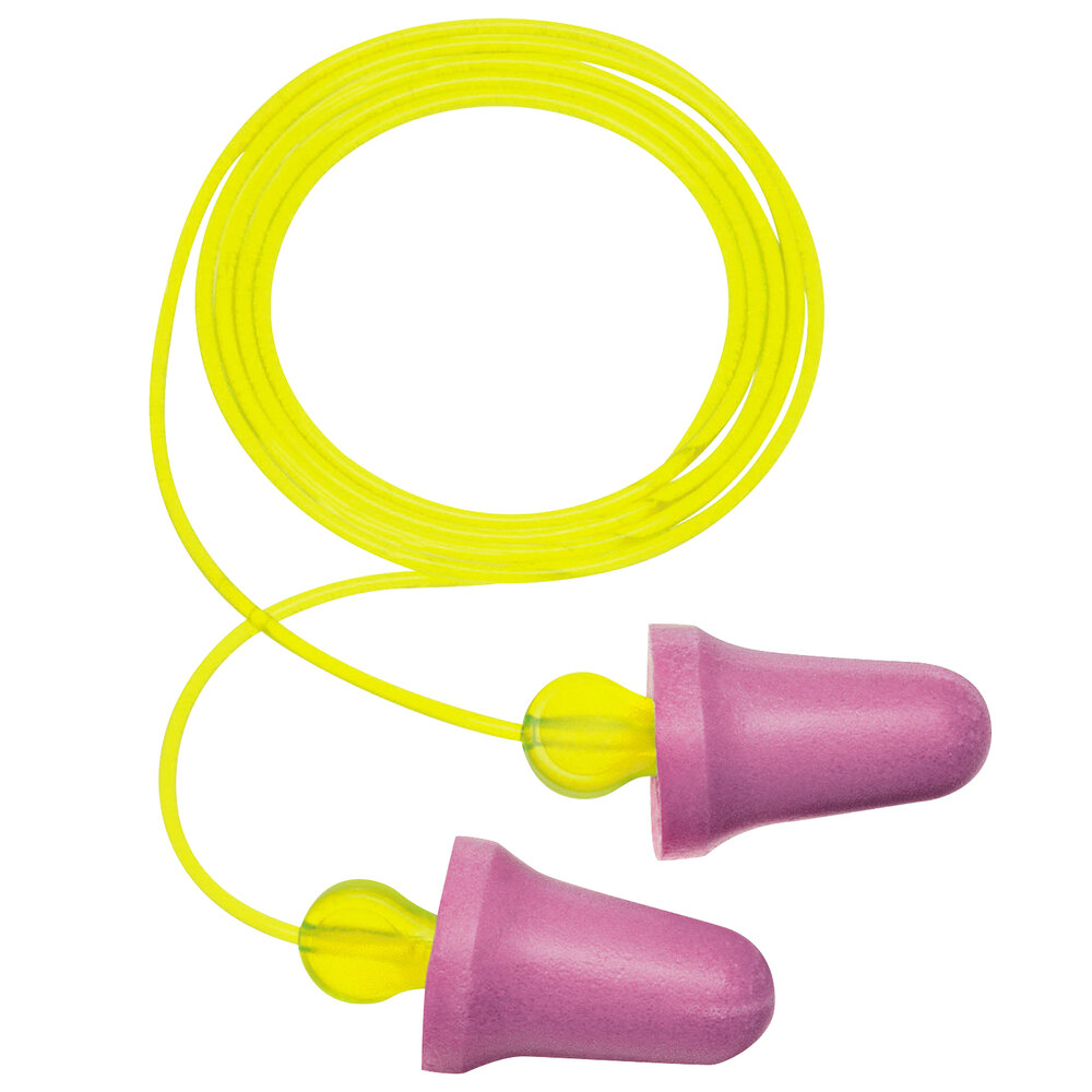 3M P2001 3M™ NoTouch™ Purple / Yellow Corded PushtoFit Foam Earplugs
