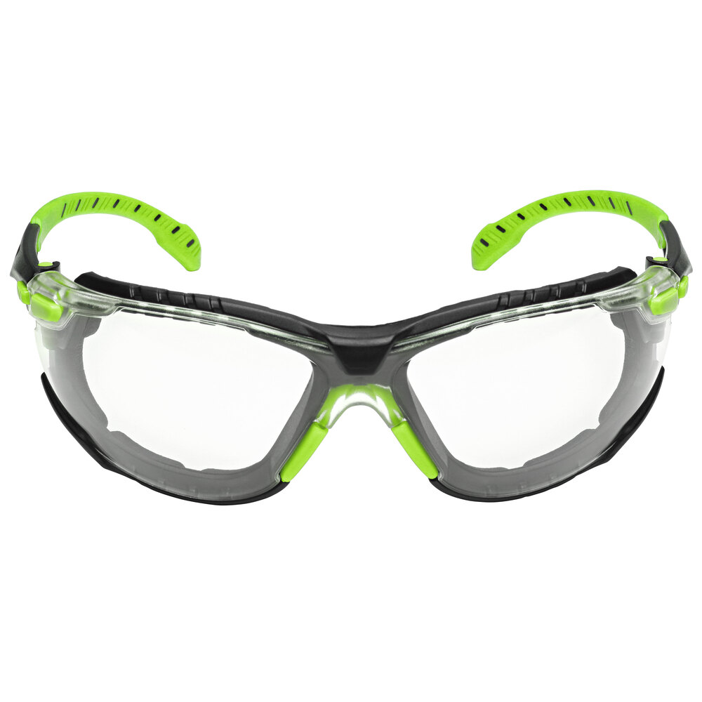 Lunettes De Sécurité 3M Solus 1000 S1201SGAF, Monture Noire/verte, Lentilles Transparentes