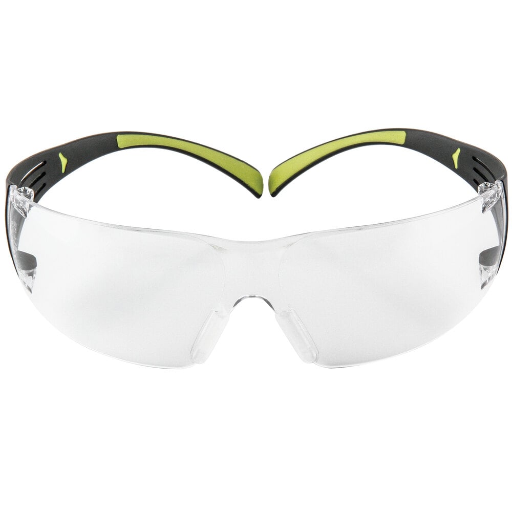 3m Sf401af Securefit Scratch Resistant Anti Fog Safety Glasses Green Black With Clear Lens