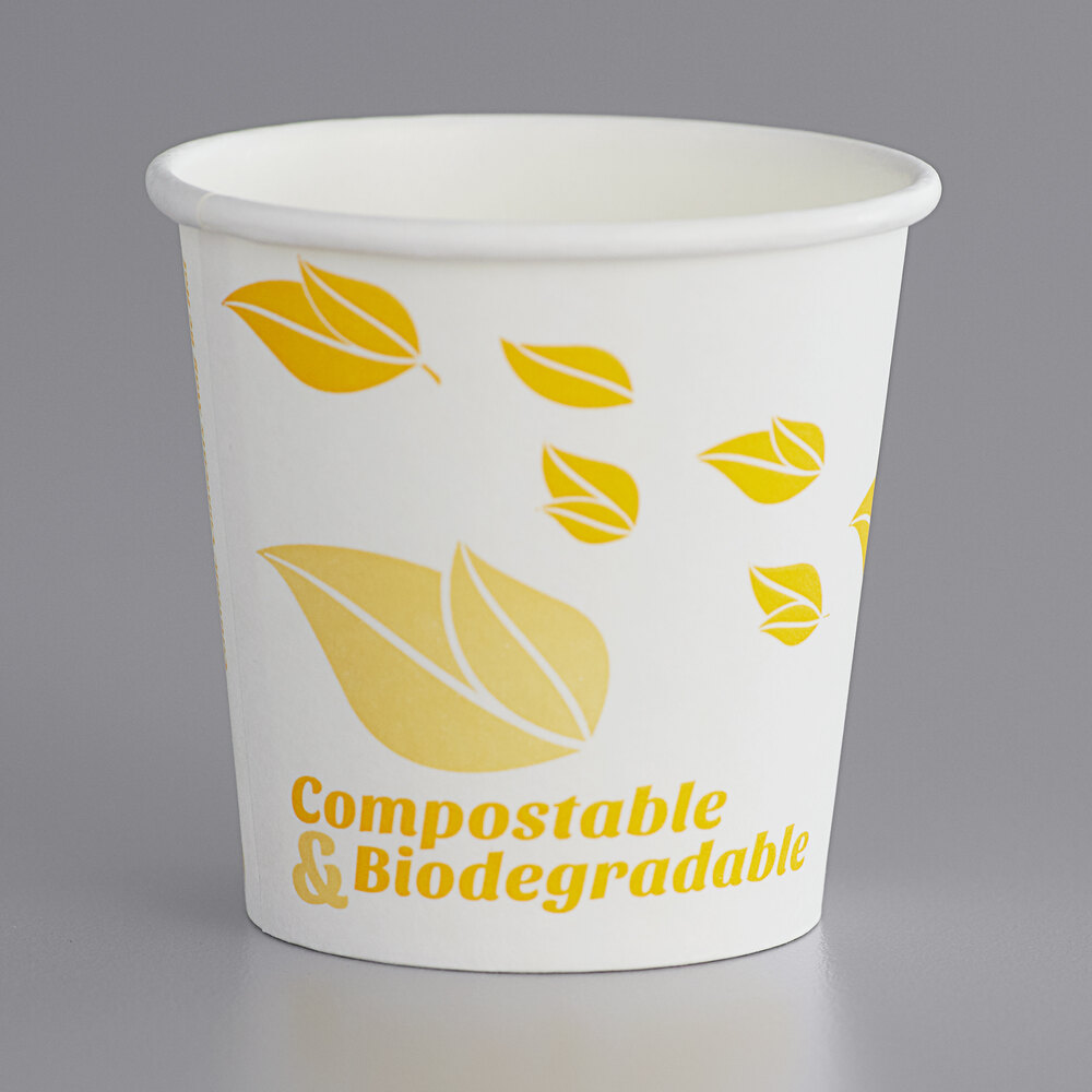EcoChoice 4 oz. Leaf Print Compostable Paper Hot Cup - 50/Pack