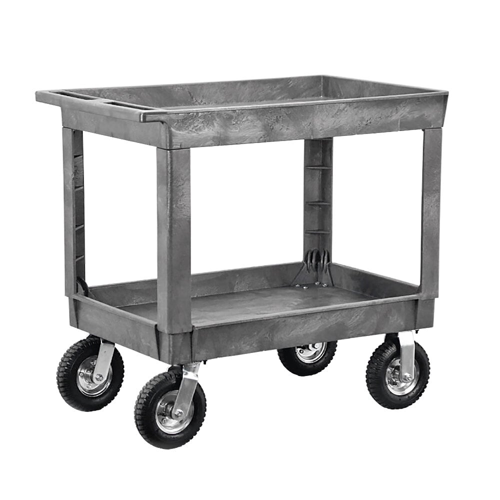 Lakeside 2523P Plastic Deep Well Two Shelf Utility Cart with Pneumatic