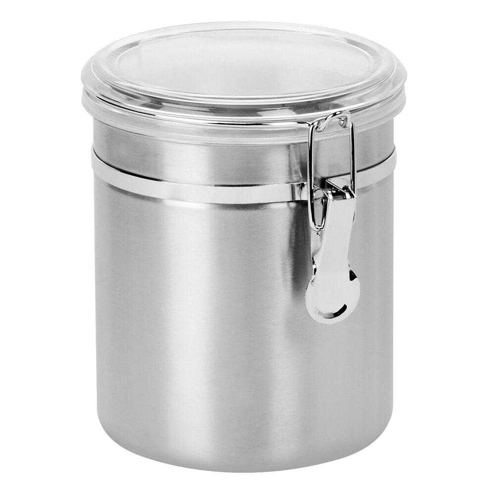 Anchor Hocking 98584 47 oz. Round Stainless Steel Canister with Clear Lid