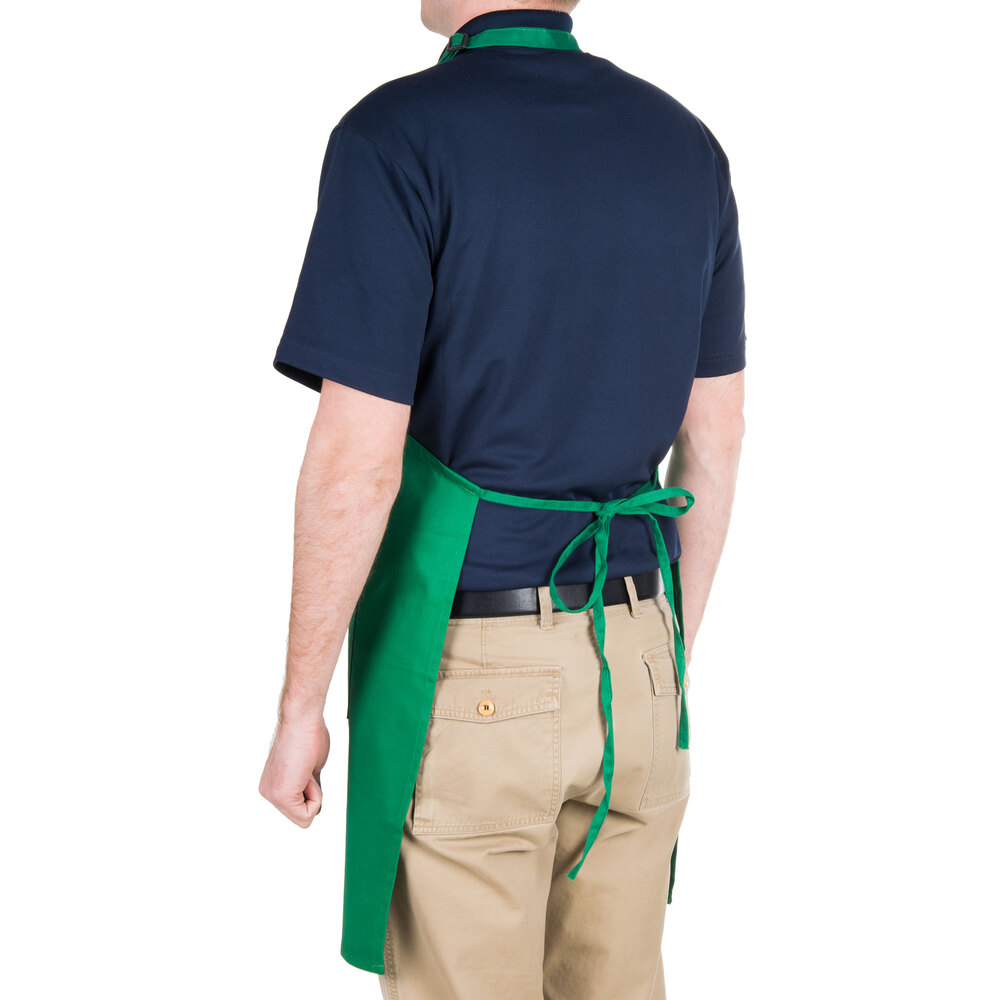 Green 2Pocket Bib Apron with Adjustable "D" Ring Neck Strap 28" x 32"