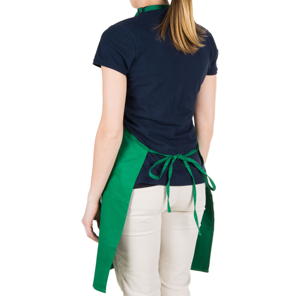 Green 2Pocket Bib Apron with Adjustable "D" Ring Neck Strap 28" x 32"