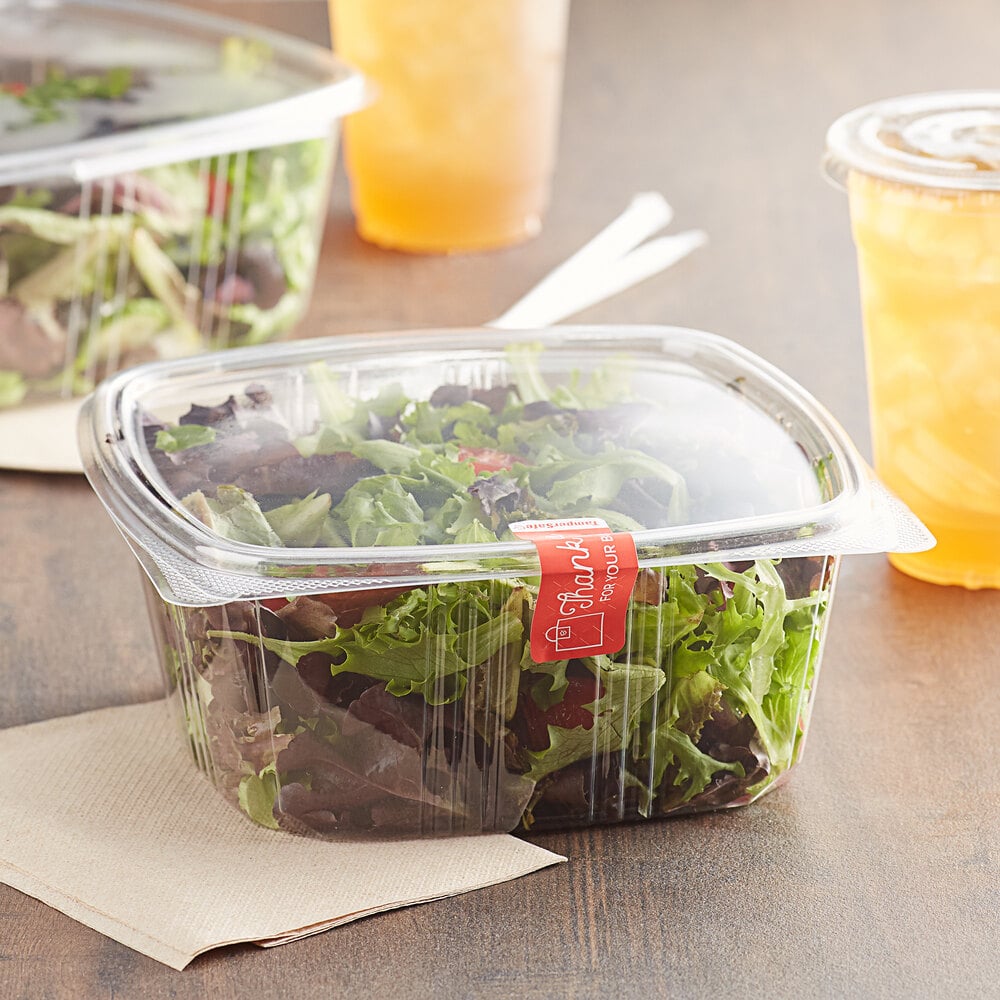 Choice 64 oz. Clear RPET Hinged Deli Container 200/Case