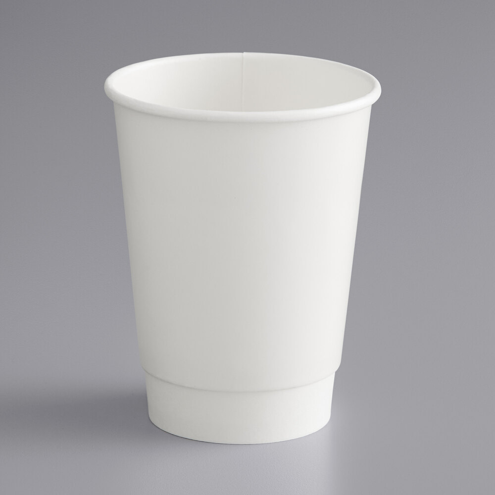Choice 12 oz. White Smooth Double Wall Paper Hot Cup 500/Case