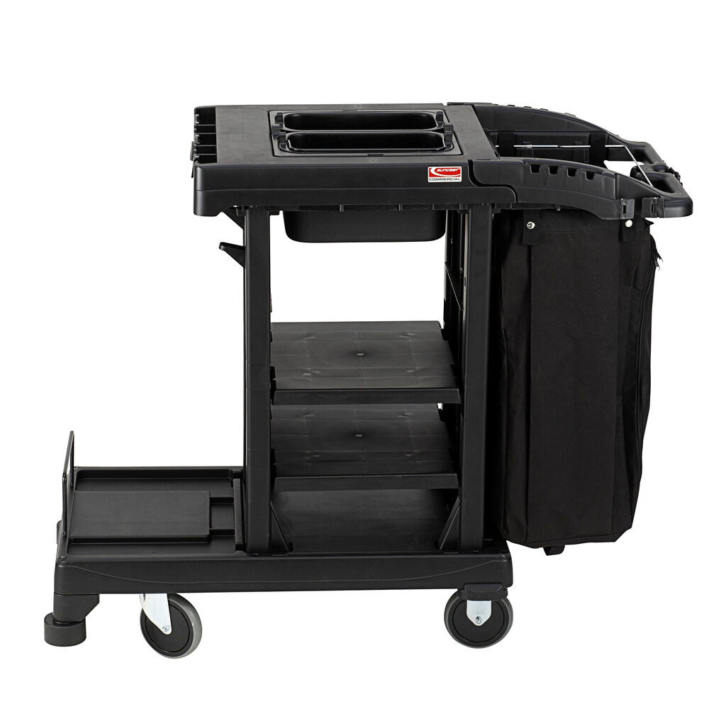 Suncast CC200 Black Janitor / Housekeeping Cart with Bag and Non