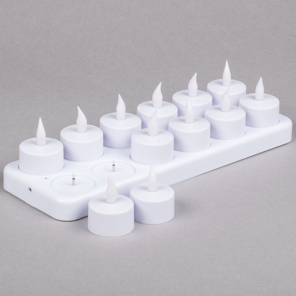 12Piece Set Flameless Rechargeable Tea Light Candles with Frosted