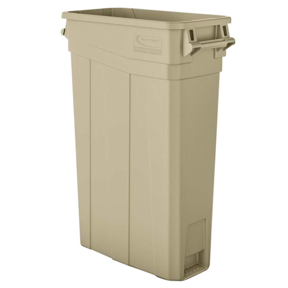 Suncast TCNH2030S 23 Gallon Sand Slim Trash Can with Handles