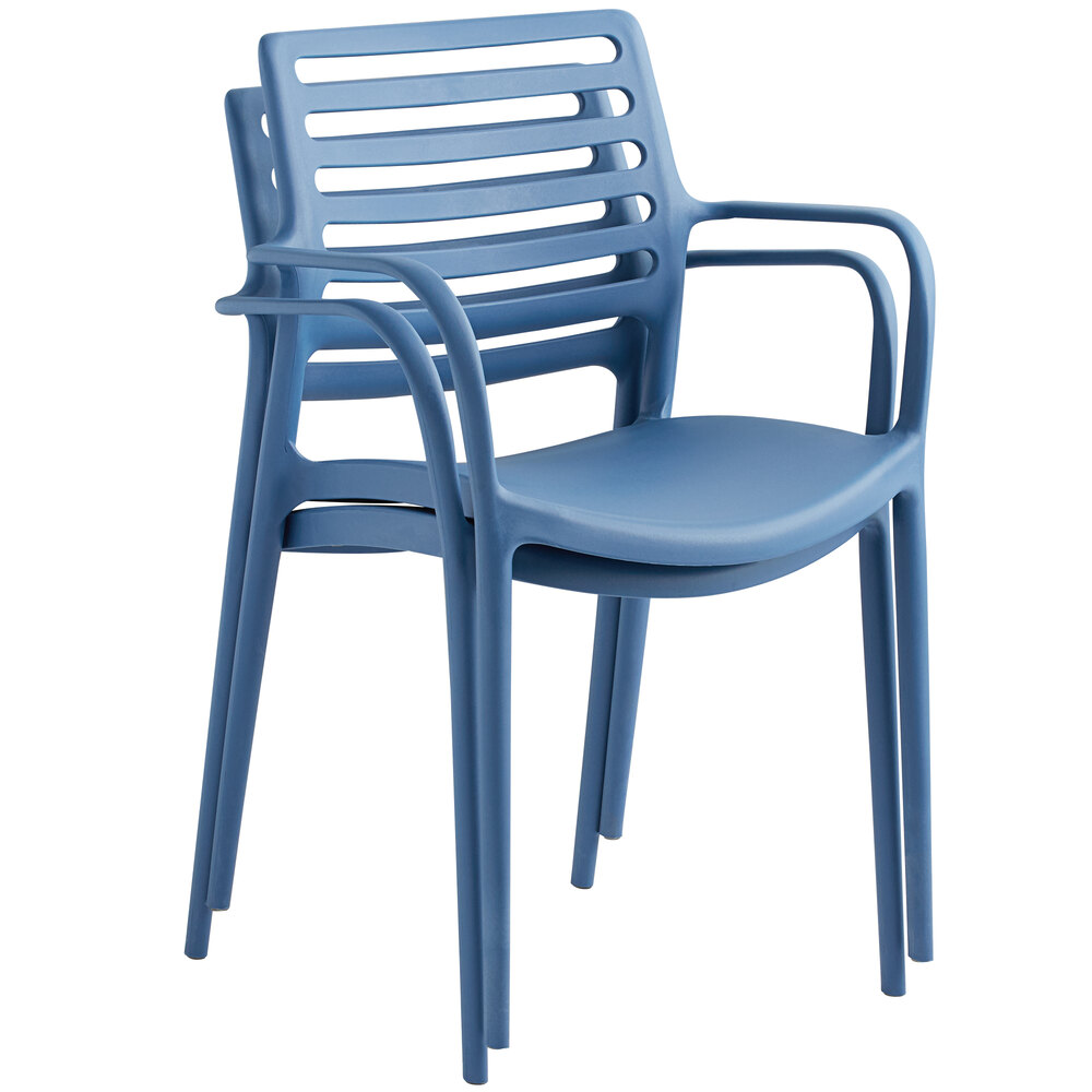 Lancaster Table & Seating Allegro Blue Stackable Resin Arm Chair