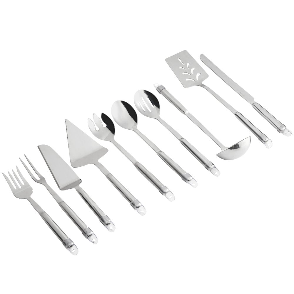 choice-10-piece-hollow-stainless-steel-handle-buffet-serving-utensils-set