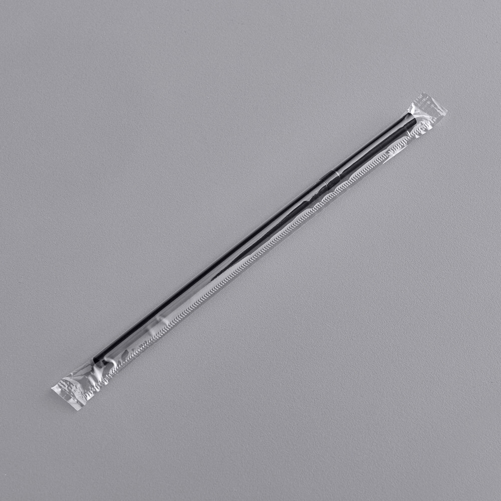 Choice 7 3/4" Jumbo Black Wrapped Flex Straw 400/Pack
