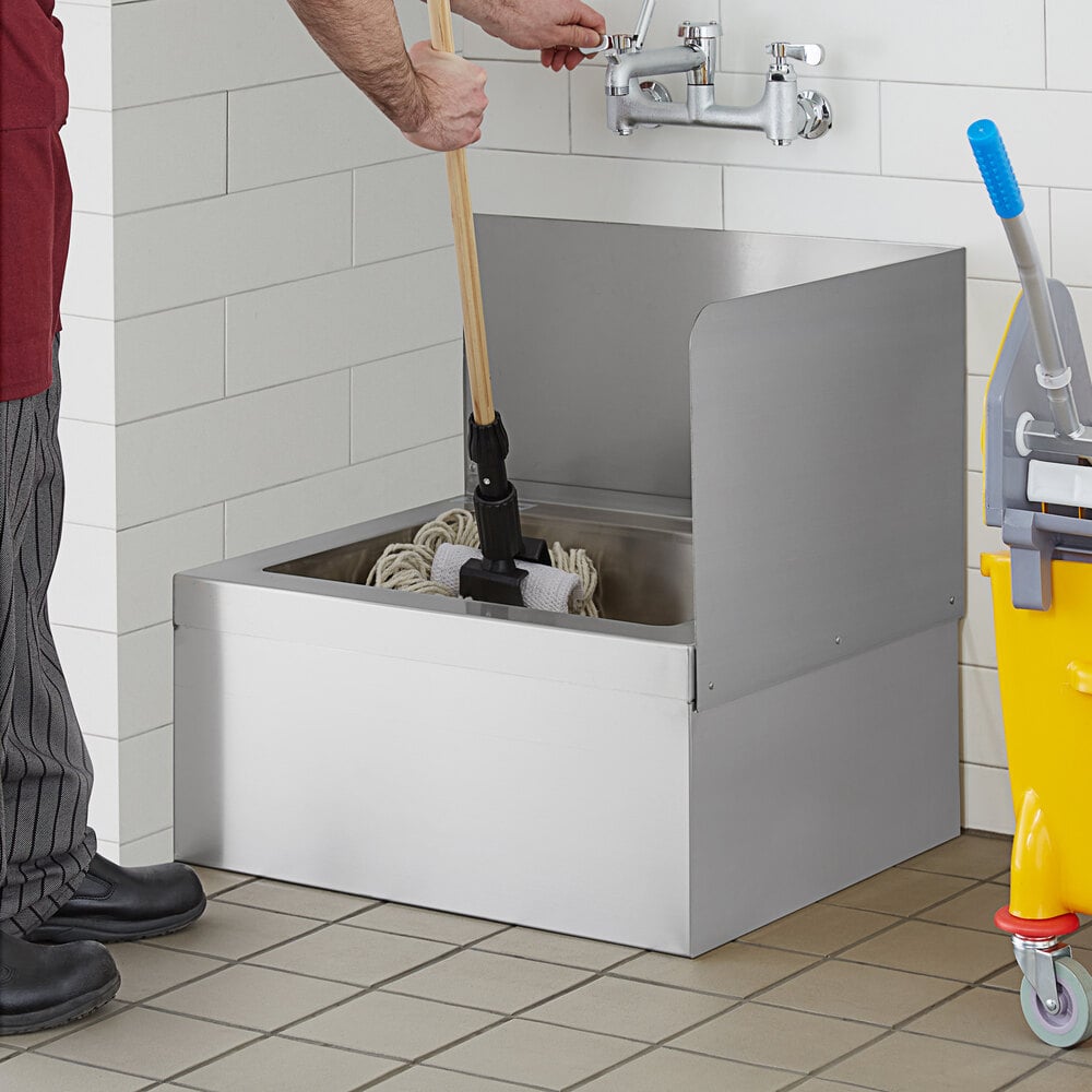 Regency 15" High Stainless Steel Mop Sink Backsplash and Right Side