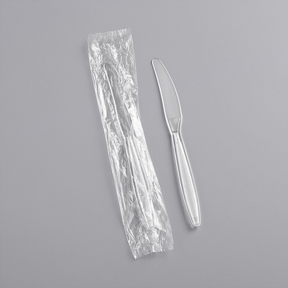 Visions Individually Wrapped Clear Heavy Weight Plastic Knife 1000/Case