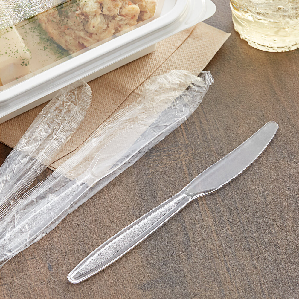Visions Individually Wrapped Clear Heavy Weight Plastic Knife 1000/Case