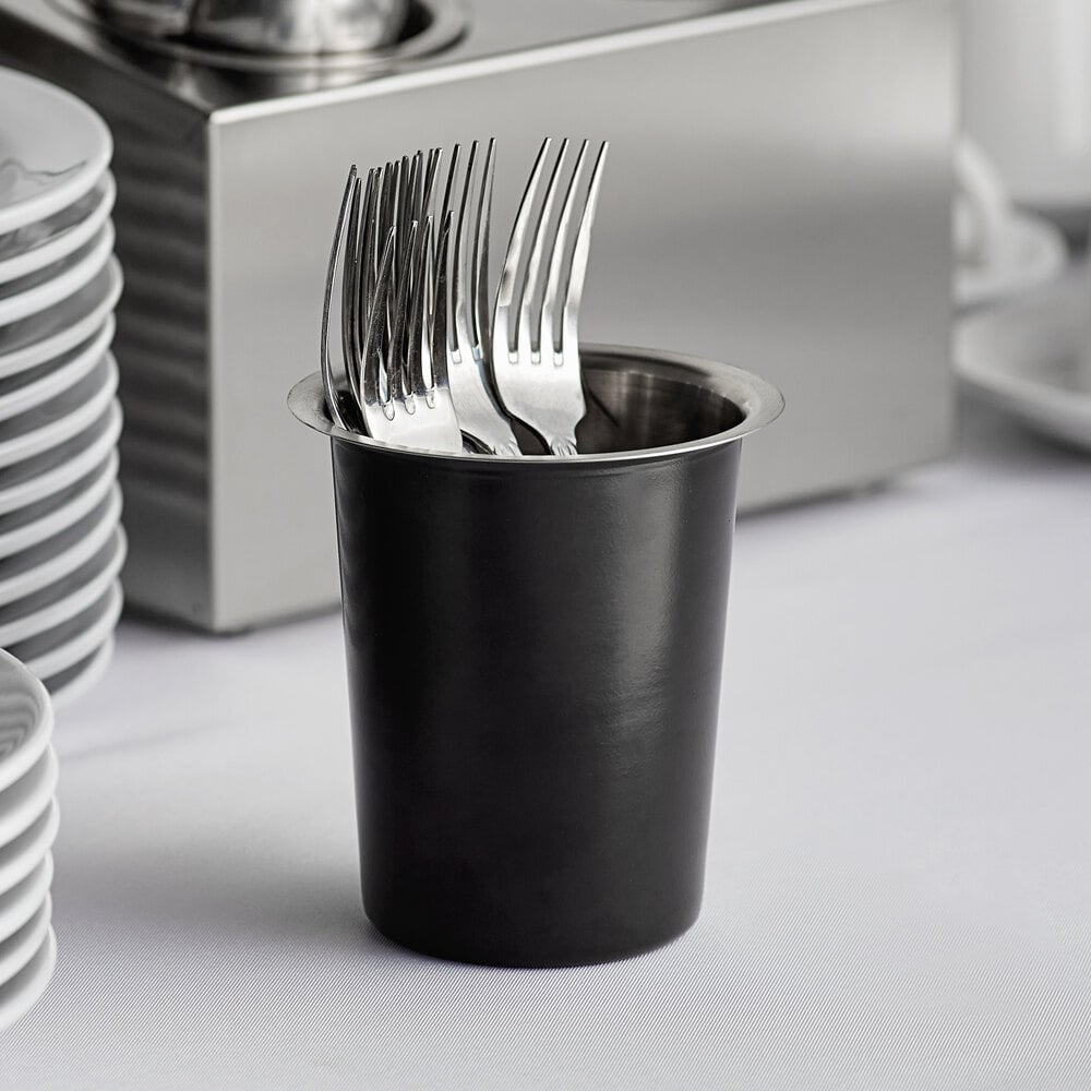 Choice Solid Matte Black Flatware Holder Cylinder