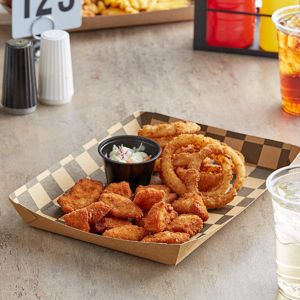 Black Checkered Paper Lunch Trays in Bulk (50/Pack)