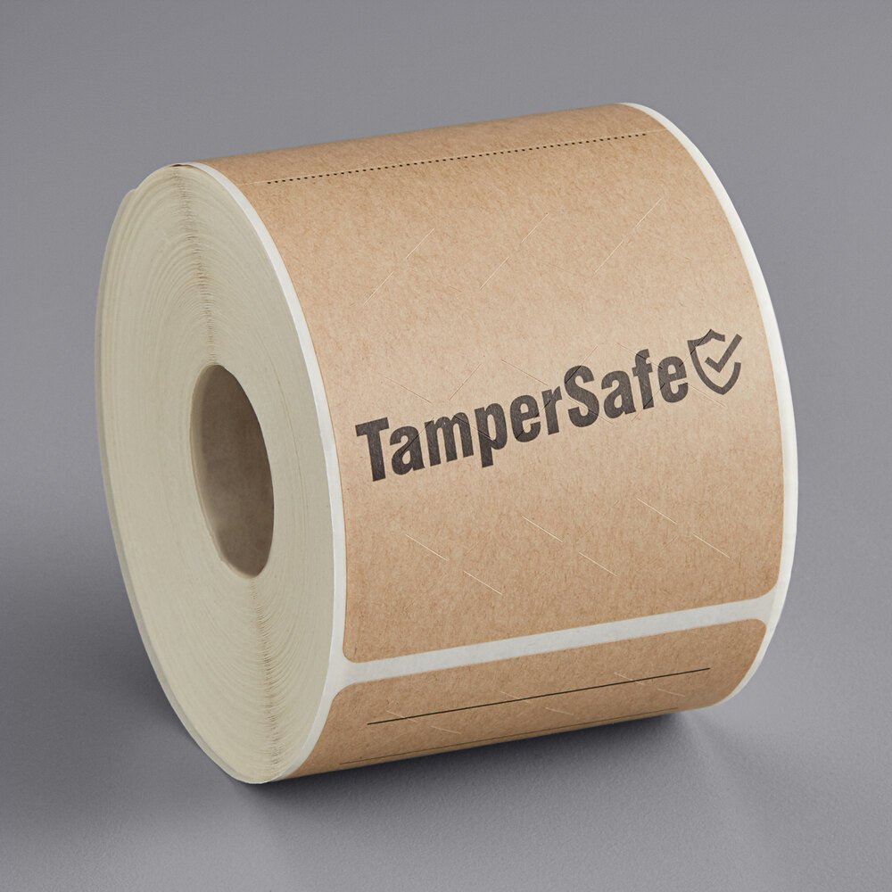TamperSafe 2 1/2" x 6" Kraft Paper TamperEvident Label 250/Roll